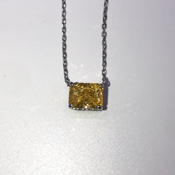1.15ct Radiant Cut Canary Necklace - Picture 5 of 10